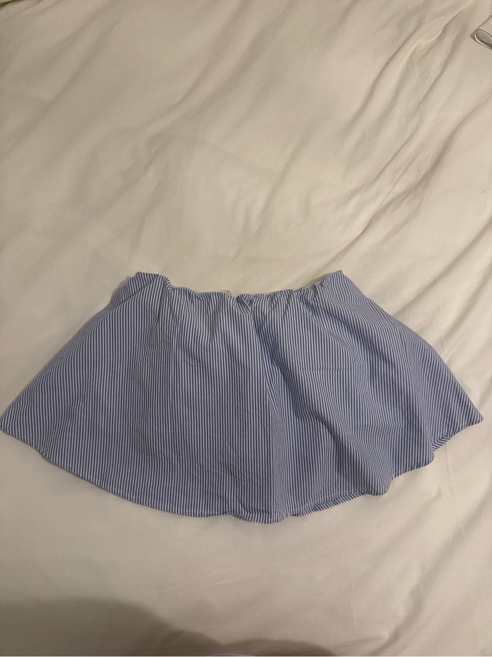 Babaton Blue and White Pinstripe Skater Skirt